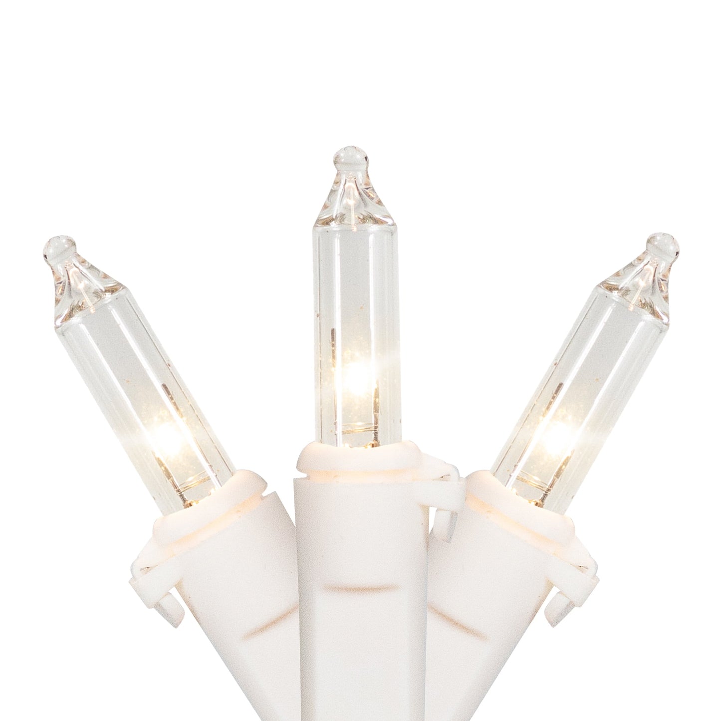 Mini Incandescent Christmas Lights - Clear - 10' White Wire - 50Ct