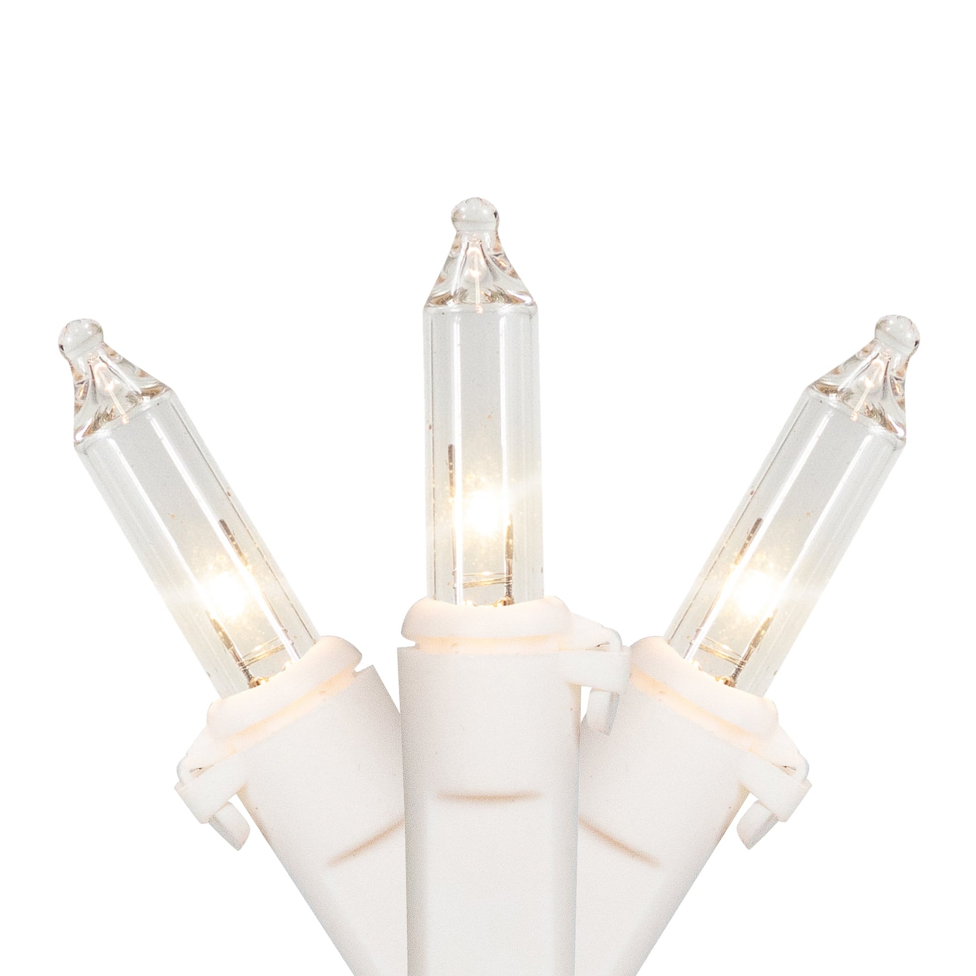 Mini Incandescent Christmas Lights - Clear - 10' White Wire - 50Ct