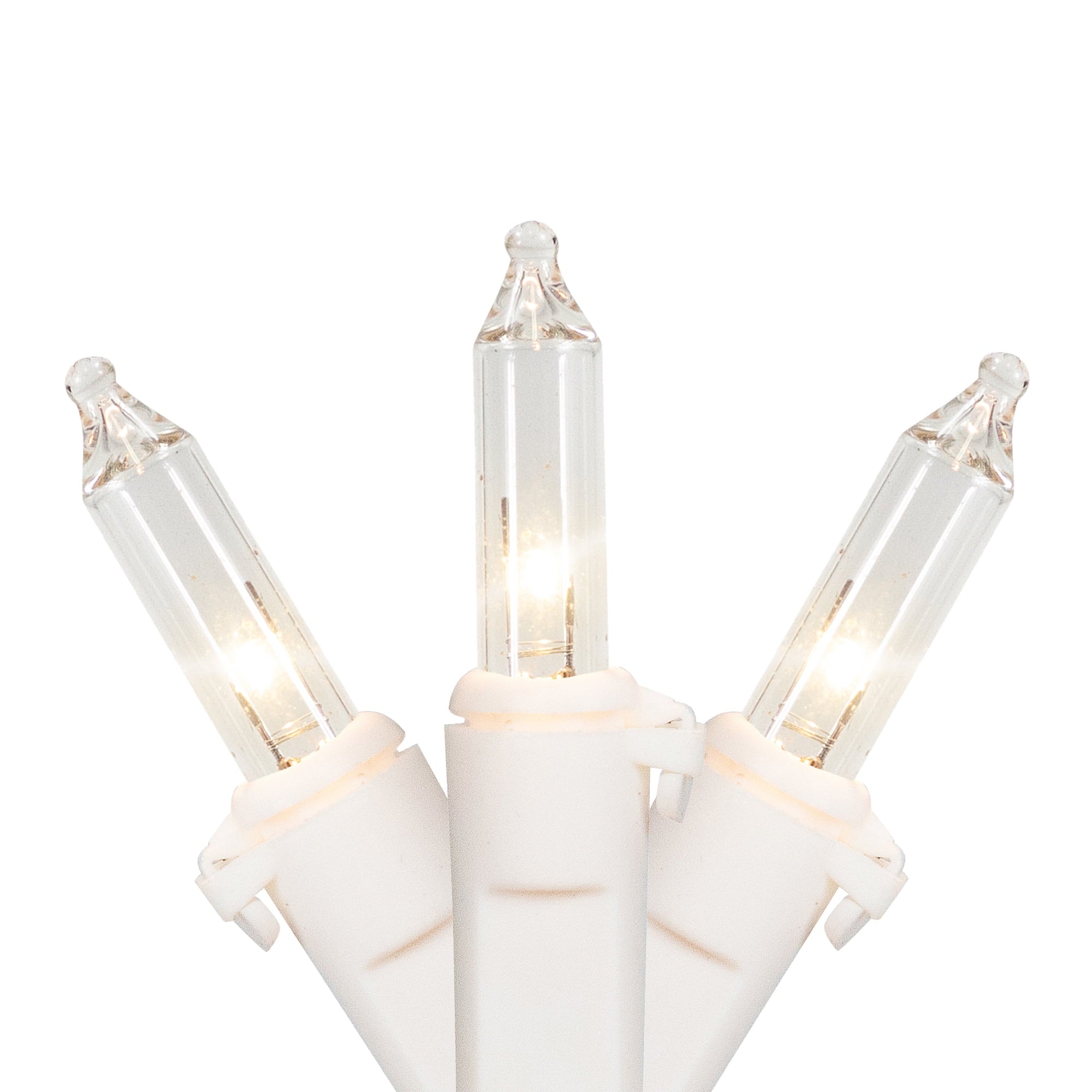 Mini Incandescent Christmas Lights - Clear - 10' White Wire - 50Ct