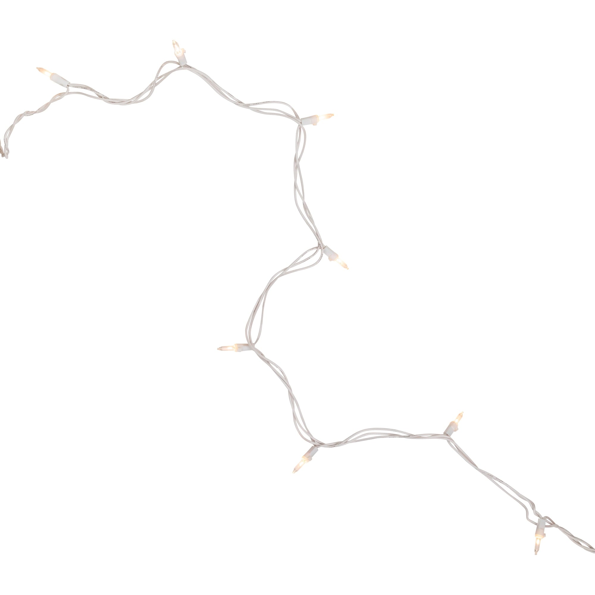 Mini Incandescent Christmas Lights - Clear - 10' White Wire - 50Ct