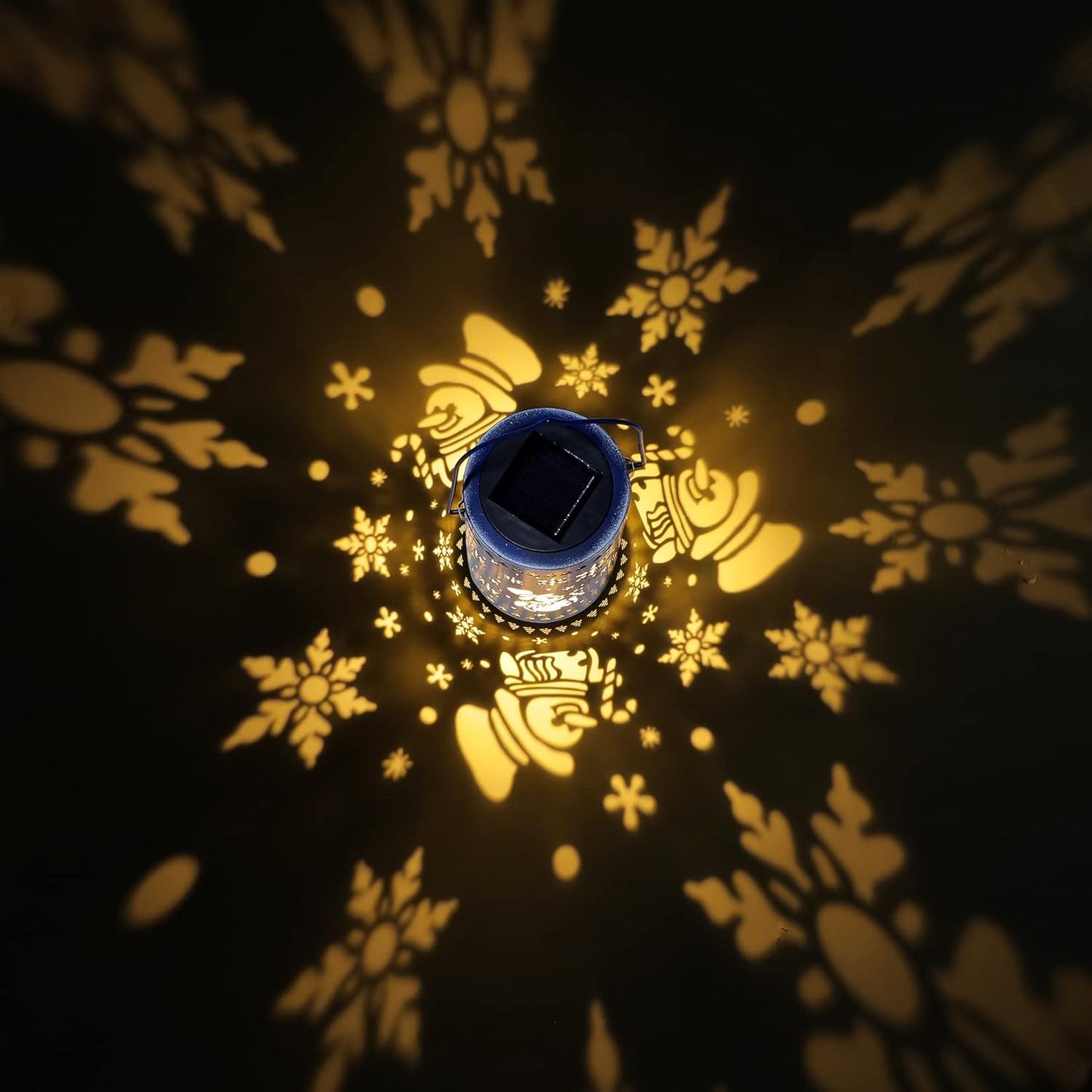 Outdoor Christmas Lantern Hanging, Christmas Snow Globe Christmas Solar Lantern Lights Christmas Decorations, Snowman Christmas Lantern Table Light Decor for Yard, Garden, Blue