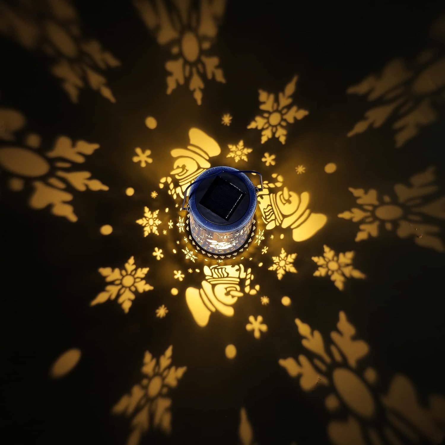 Outdoor Christmas Lantern Hanging, Christmas Snow Globe Christmas Solar Lantern Lights Christmas Decorations, Snowman Christmas Lantern Table Light Decor for Yard, Garden, Blue