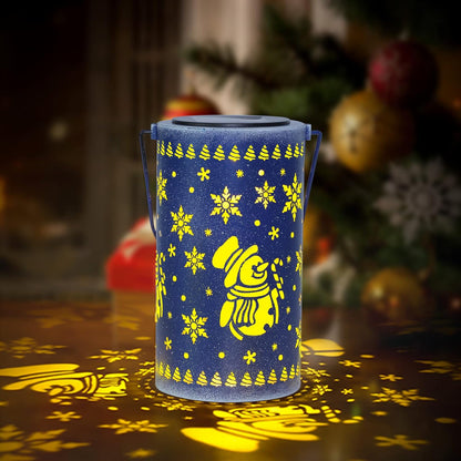 Outdoor Christmas Lantern Hanging, Christmas Snow Globe Christmas Solar Lantern Lights Christmas Decorations, Snowman Christmas Lantern Table Light Decor for Yard, Garden, Blue