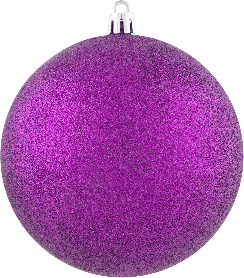 12Ct Purple Shatterproof 4-Finish Christmas Ball Ornaments 4" (100Mm)