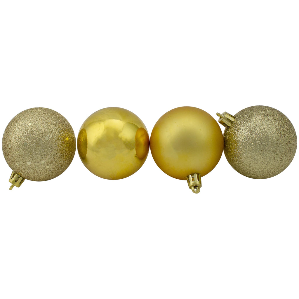 24Ct Vegas Gold Shatterproof 4-Finish Christmas Ball Ornaments 2.5" (60Mm)