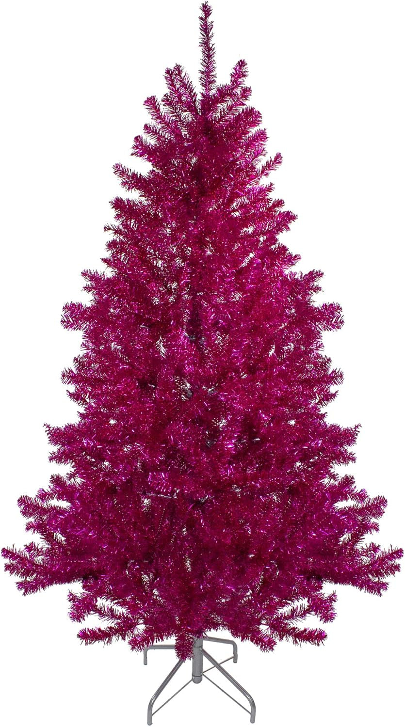 6' Metallic Pink Tinsel Artificial Christmas Tree - Unlit