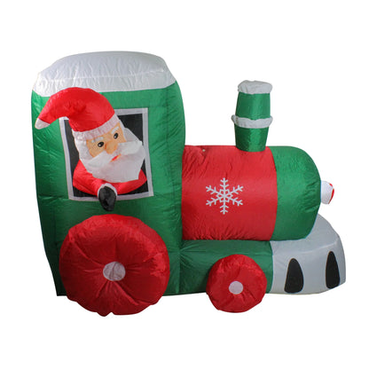 Lighted Inflatable Santa on Locomotive Train Outdoor Christmas Decoration - 4.5'