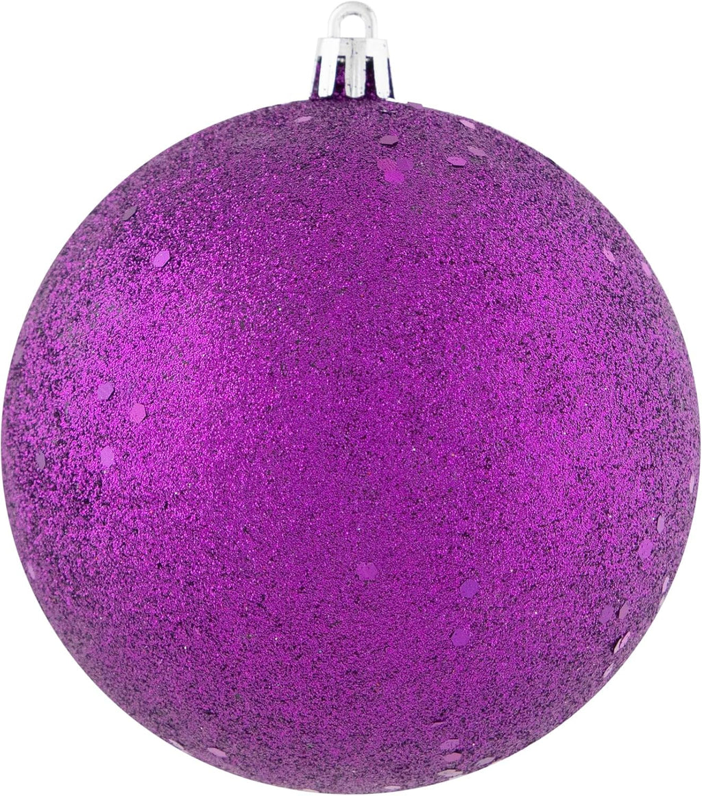 12Ct Purple Shatterproof 4-Finish Christmas Ball Ornaments 4" (100Mm)