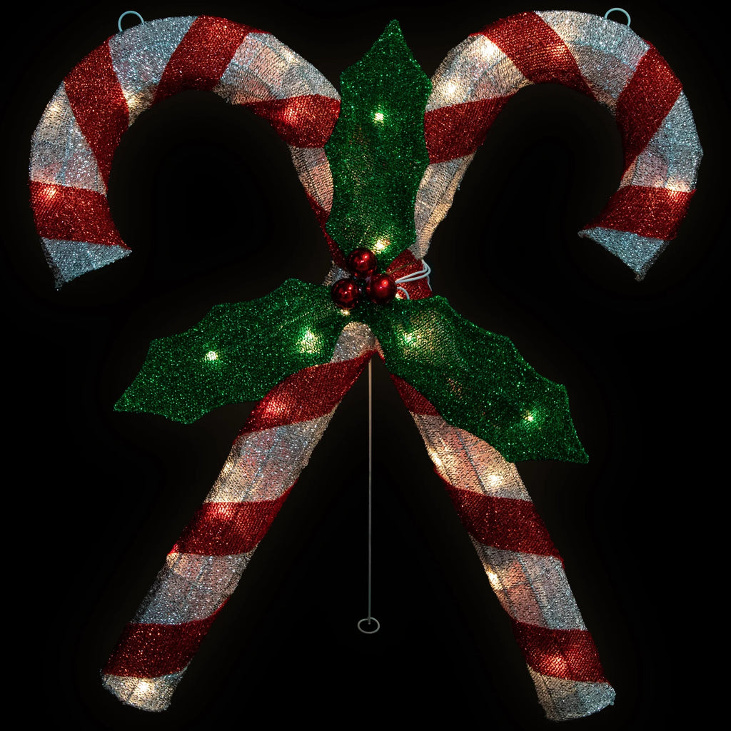 Double Candy Cane Lighted Outdoor Christmas Decoration - 26" - Clear Lights