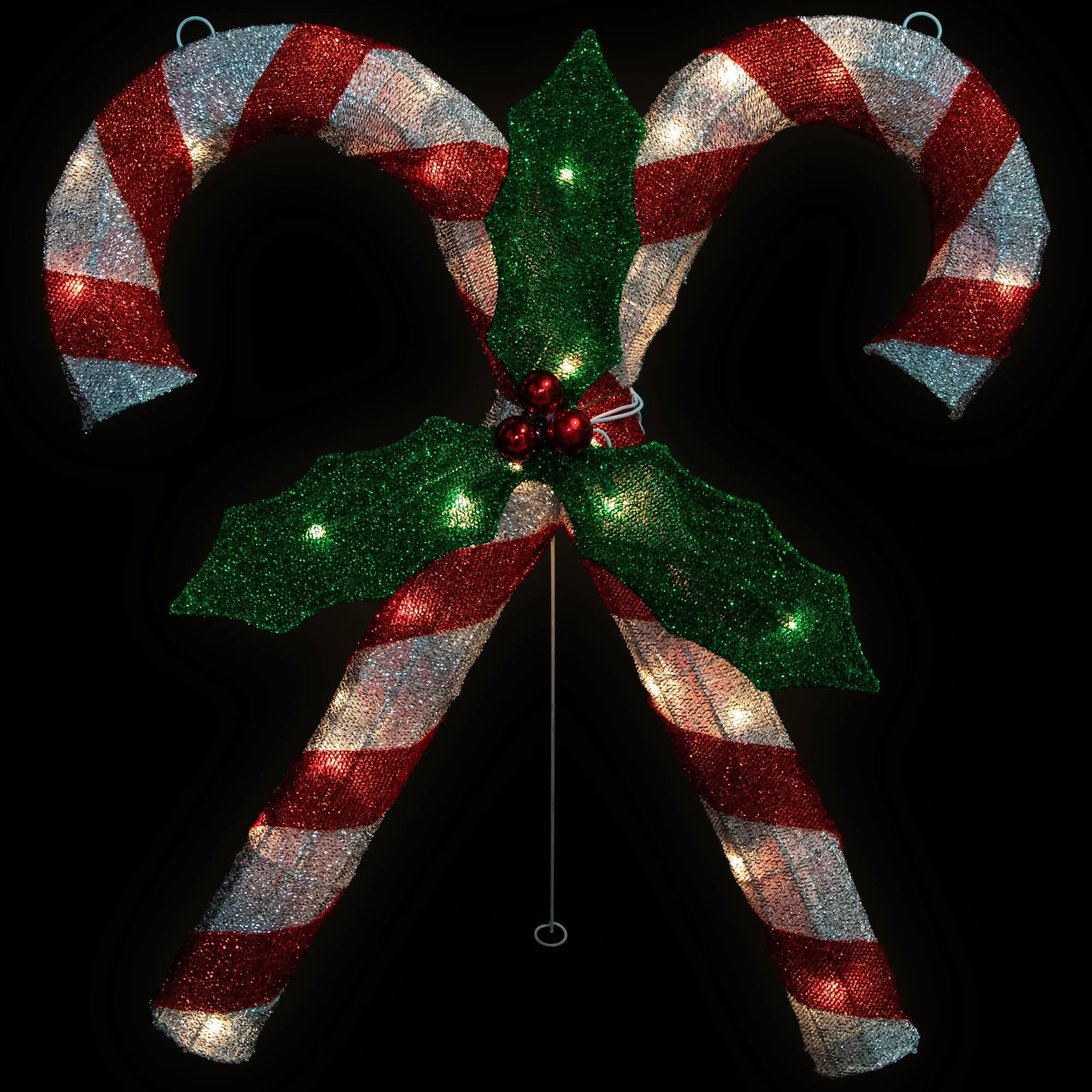 Double Candy Cane Lighted Outdoor Christmas Decoration - 26" - Clear Lights