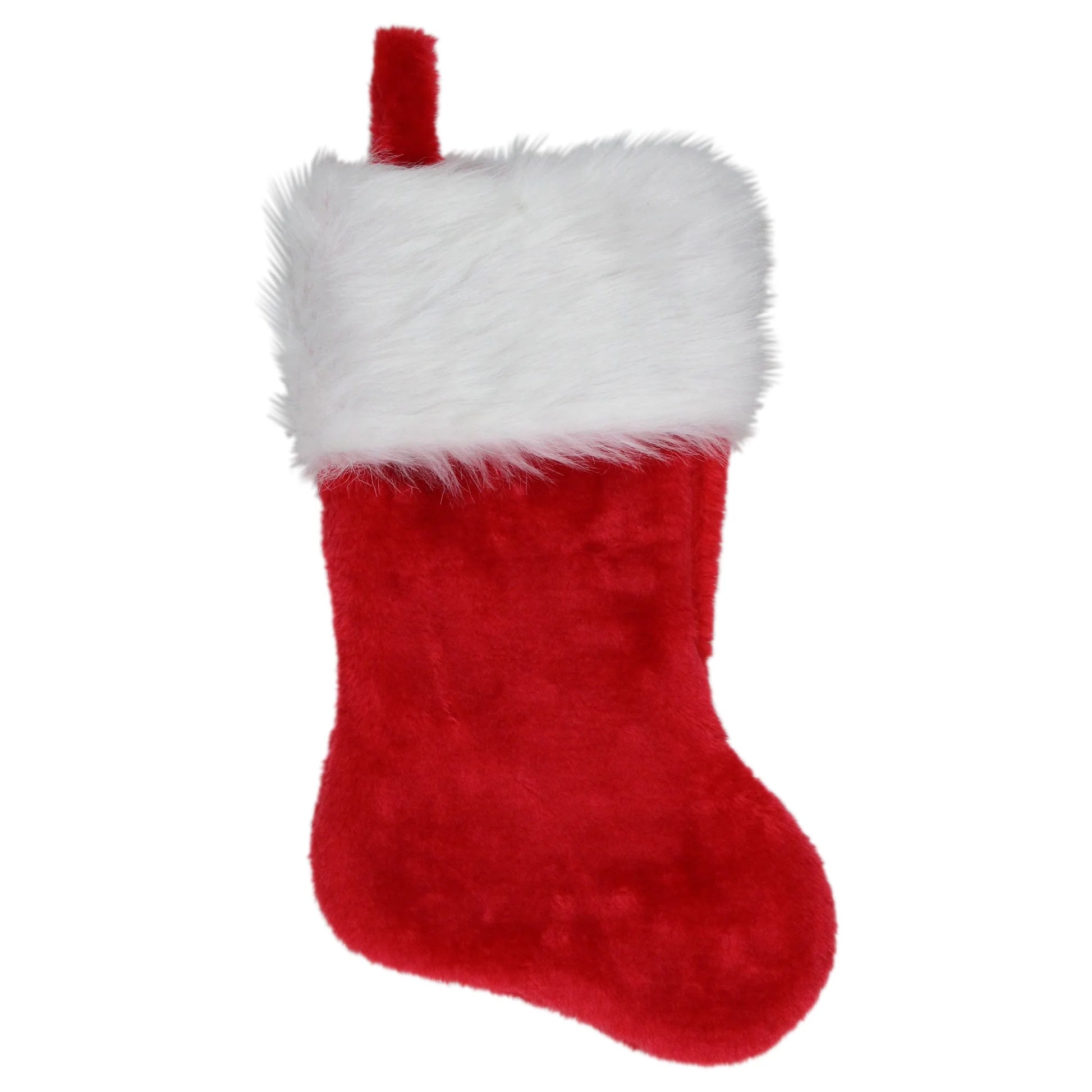 Traditional Plush Hanging Christmas Stocking with Cuff - 20" - Red and White