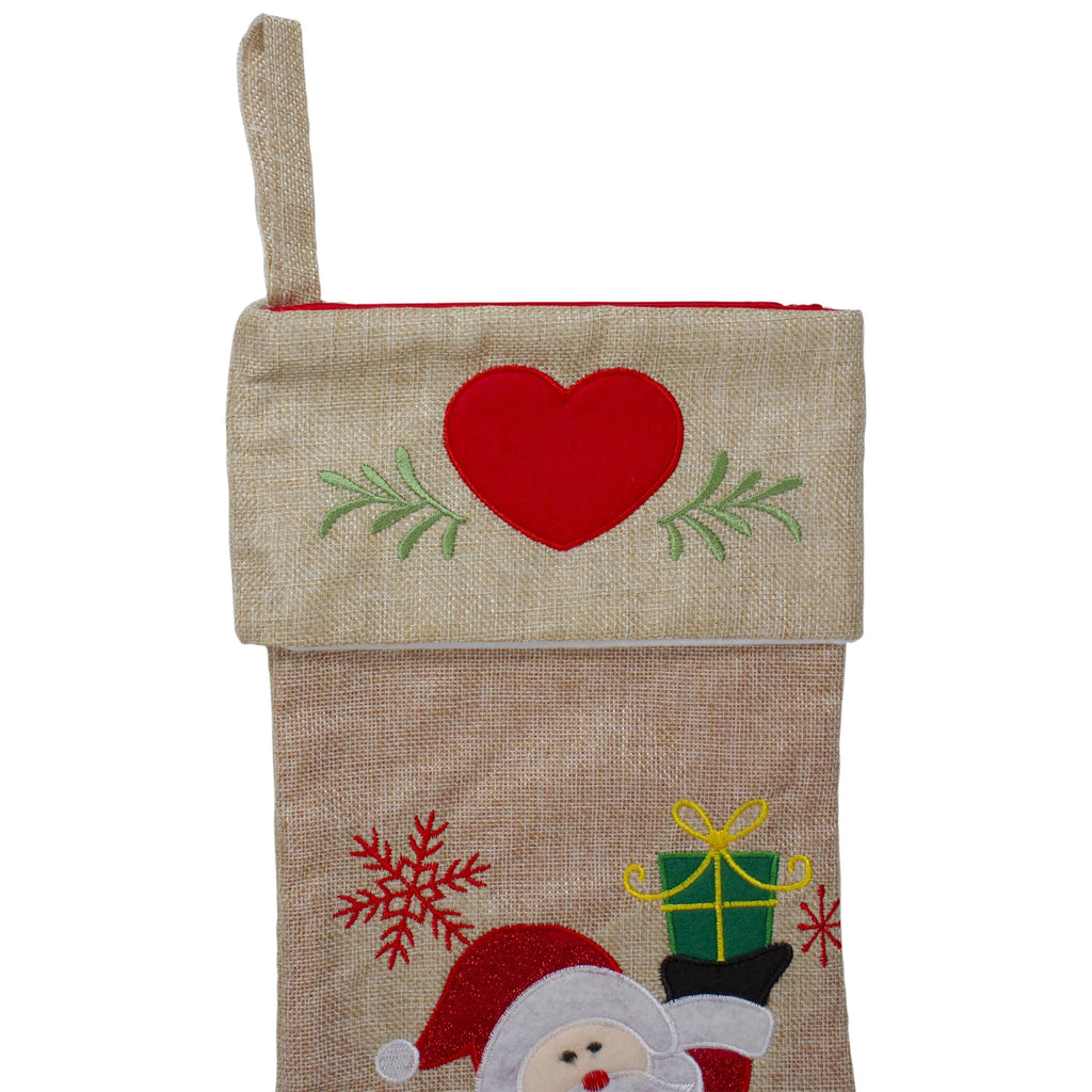 19" Red and Green Santa Claus in Sleigh Embroidered Christmas Stocking